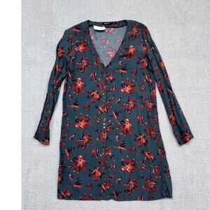 Madewell Green Floral Print Long Sleeve Dress Size S #49248